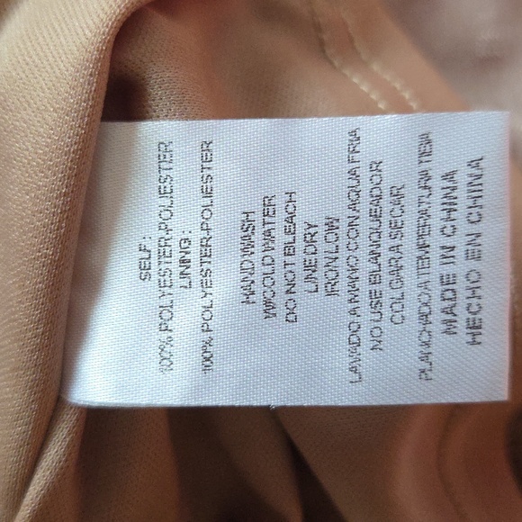 &Merci Elegant Tan Textured Women's Sheer Dress With Slip Under - Picture 8 of 8